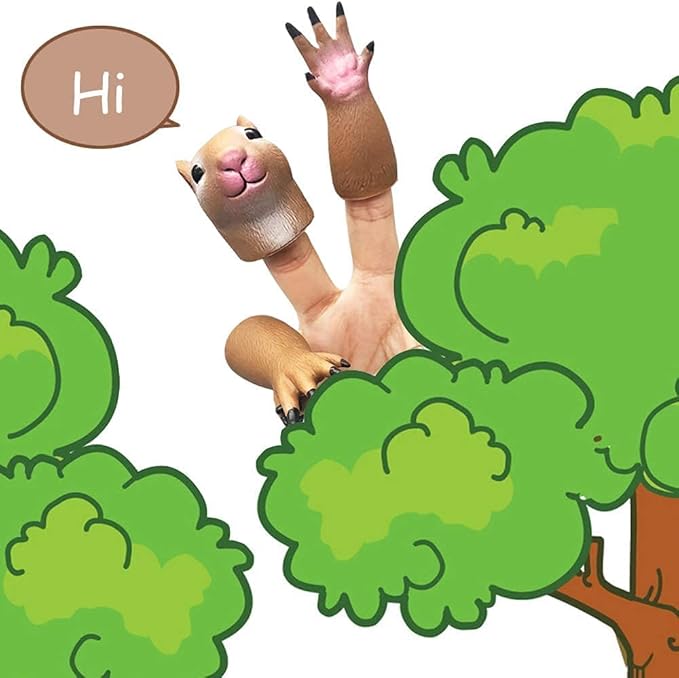 Squirrel Finger Puppet Tiny Hands Theater Prop, Funny Gag Gift for White Elephant, Easter Basket Swap, Adults and Kids