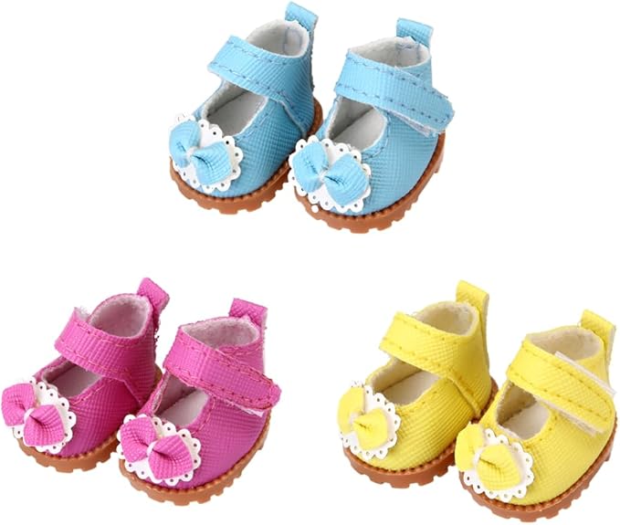 3 Pairs of Doll Shoes Suitable for 17cm Dolls, 3 Colors Suitable for Different Clothing Styles, 17cm Doll Accessories (Colors A)