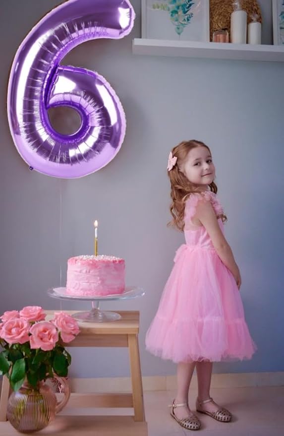 6 Balloon Number 40 Inch, 6th 6 7 Birthday Balloon for Boy Girl, Purple 16 60 61 65 Numbers Balloons Birthday Party Wedding Events Decorations