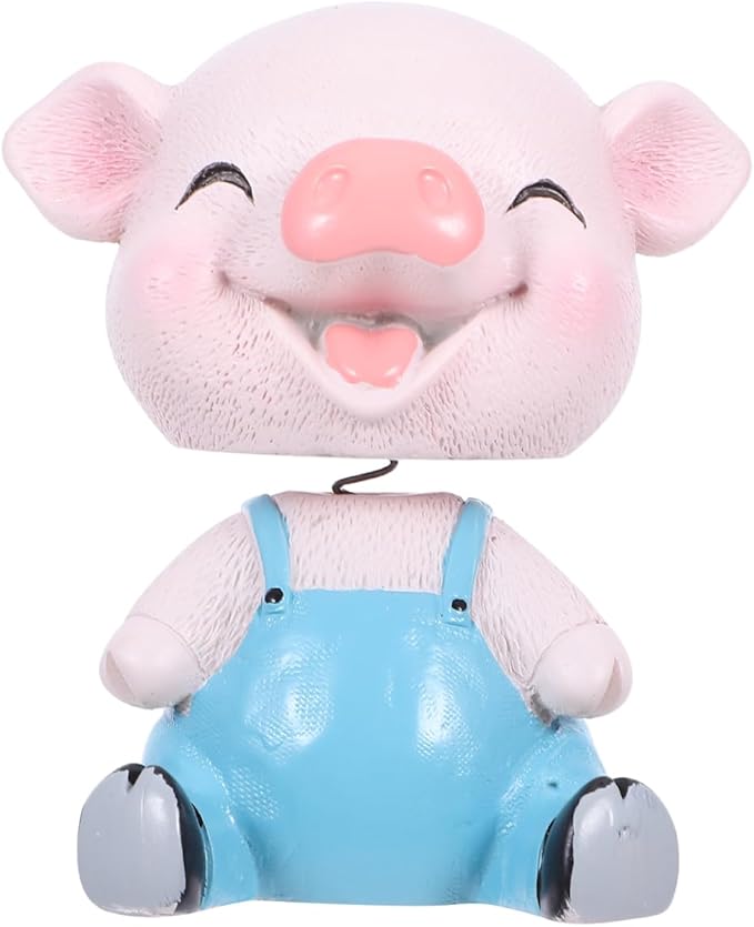 EXCEART Pig Ornament Bobblehead Shaking Piggy Decor for Car Dashboard Home Office Desk 3.14 X 2.95 X 1.77 Inches Cartoon Collectible Toy