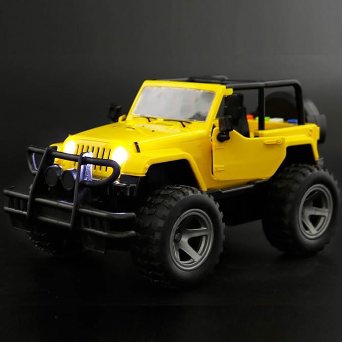 Car Toy 1:16 Off-Road Military Fighter Friction Powered Toy Vehicle with Fun Lights and Sounds