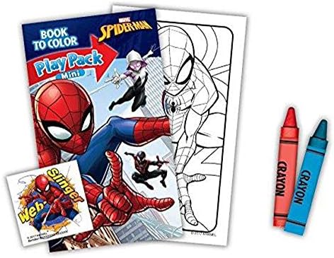 Marvel Spiderman Birthday Party Favors for Kids Boys - Bundle of 24 Spider-Man Activity Packs with Mini Coloring Book, Crayons, Loot Bags | Superhero Coloring Pages, Stickers, More