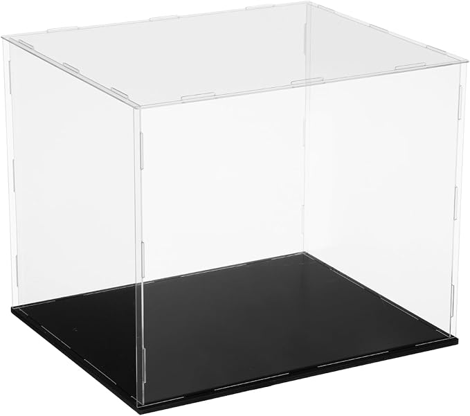 uxcell Acrylic Clear Display Case for Collectibles Self-Assemble Display Clear Boxes with Black Base Dustproof Countertop Storage Box for Collectibles Action Figure, 11.8 x 9.8 x 9.8 Inch