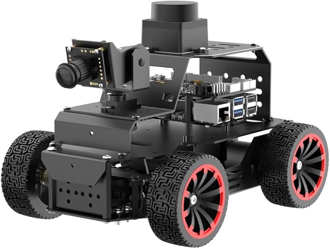 Robot Car for Raspberry Pi 5 ROS2 Programmable AI Vision Smart Robot Kit Ackermann Chassis, Lidar SLAM Mapping Navigation Path Planning Autonomous Driving, MentorPi A1 with RPi 5 4GB