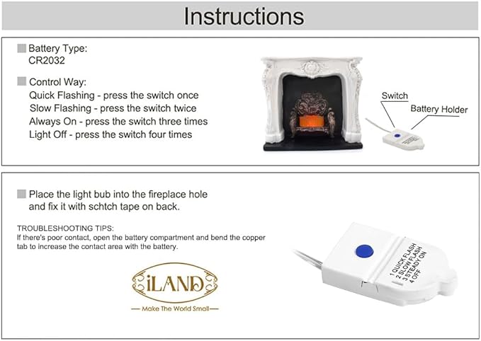 iLAND Dollhouse Furniture and Accessories of Dollhouse Fireplace on 1/12 Scale w/Fire Light & Fireplace Tools & Tong & Firewood Rack (Rococo 4pcs)