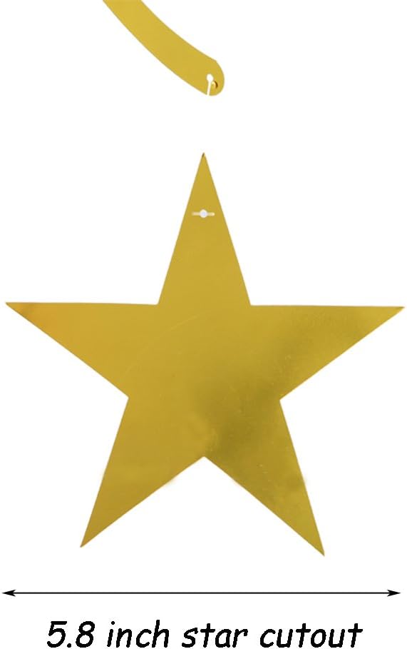 Gold Twinkle Stars Swirls Decorations Shiny Metallic Hanging Stars Garland Wedding Favors Birthday Baby Shower Party Decorations, 30 pcs