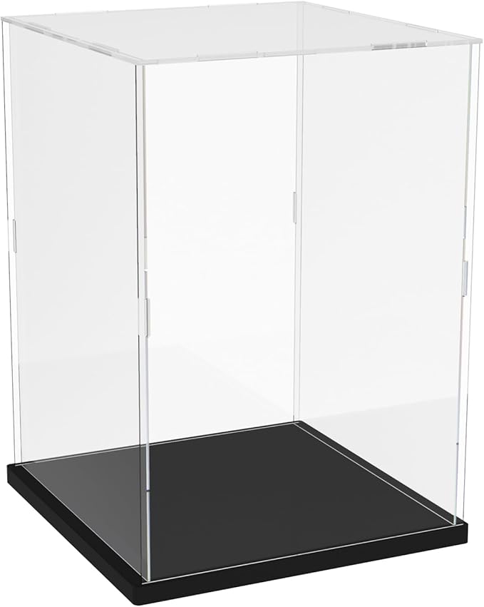 Nynelly Clear Acrylic Display Case for Collectibles, Acrylic Display Box with Base, Assemble Dustproof Protection Organizer Showcase, 9.8x9.8x13.8 inches