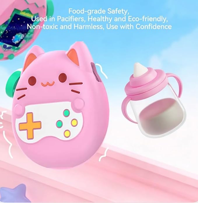 Silicone Cover for Tamagotchi Paradise,Silicone Cover Case for Tamagotchi Paradise Interactive Virtual Pet with Lanyard for Girl boy- Soft, Cute, Waterproof, Anti-Scratch, Shockproof (Pink)