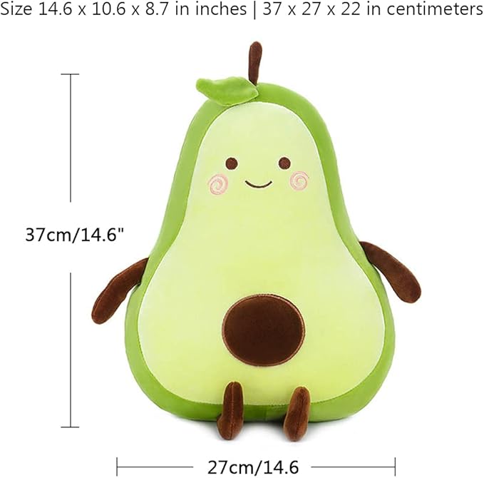 MMTTAO Stuffed Animal Avocado 15 Inch Plush Toy Cute Stuffies Kawaii Food Fruit Plushies Pillow Soft Funny Cuddle Plushie Collection Home Decor Hugging Plush Pillow Gift for Kids Boys Girls, 15Inches