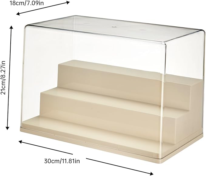 3 Tiers Clear Display Case for Figures, Stackable Acrylic Storage Organizers Box with Cover, Large Dustproof Showcase for Collectibles Action Figure(1, Medium)