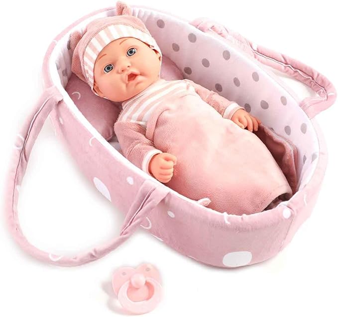 Enjoyin 12'' Baby Doll Playset with Washable Doll Accessories Includes Carrier Bassinet Bed, Pacifier, Blanket, and Pillow, First Baby Dolls for Toddlers 36 Months and Up