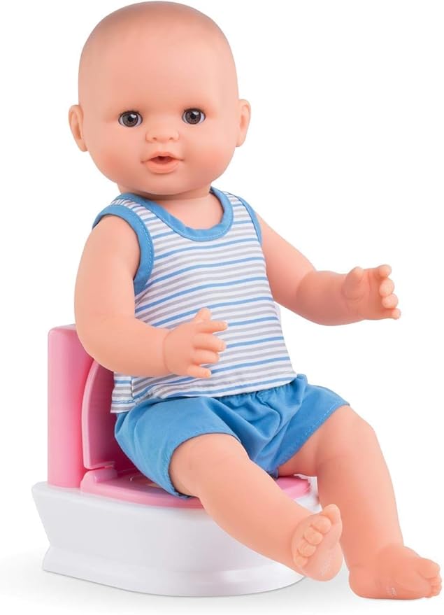 Corolle Realistic and Interactive Potty Training Doll for Girls with Flushing Toilet Sound - Educational Potty Toys for Toddlers - Corolle Baby Doll Accessories Toy Toilet
