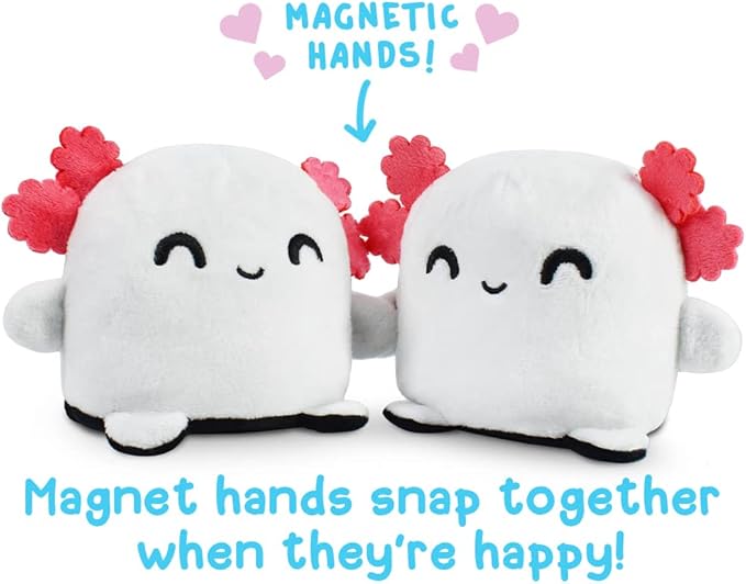 TeeTurtle - Plushmates - Magnetic Reversible Plushies that hold hands when happy - Axolotl - Huggable and Soft Sensory Fidget Toy Stuffed Animals That Show Your Mood - Gift for Kids and Adults!