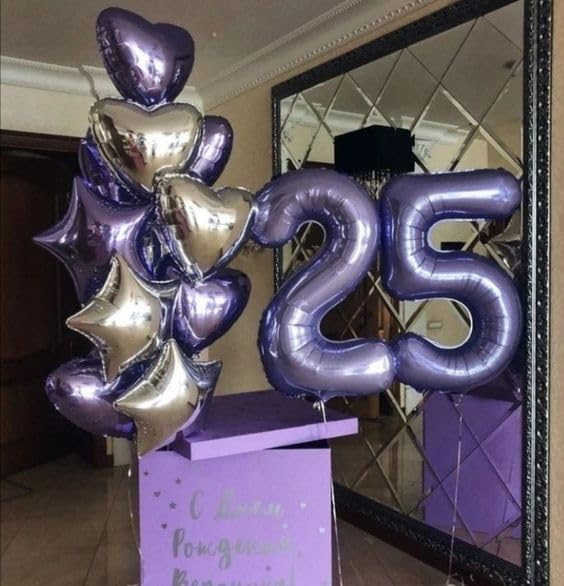 Purple Number 40 Balloon 40 inch, 40 Number Balloons, 40th Purple Birthday Decorations, 40 Year Old Girls Boys Party Supplies