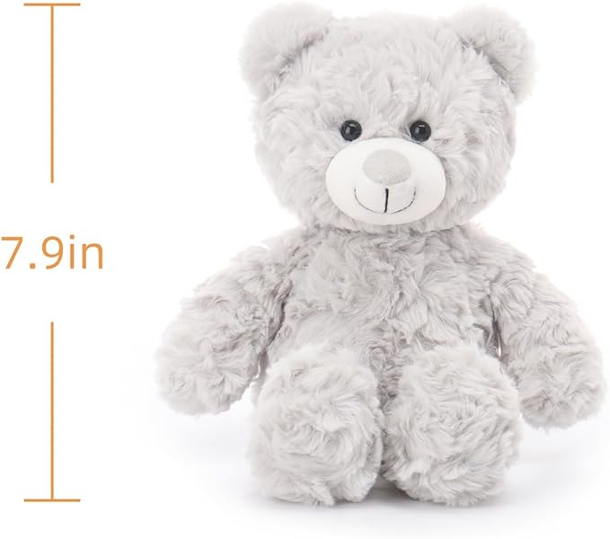 Apricot Lamb Light Gray Flower Bear Stuffed Animals for Kids, Soft Cute Plush Toys for Baby Girl and Boy, 7.9 Inches
