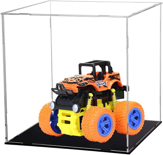 Acrylic Display Case, Clear Display Cases for Collectibles Assemble Cube Display Box Alternative Glass Case for Display Action Figures Home Storage Organizing (4x4x4 inch)