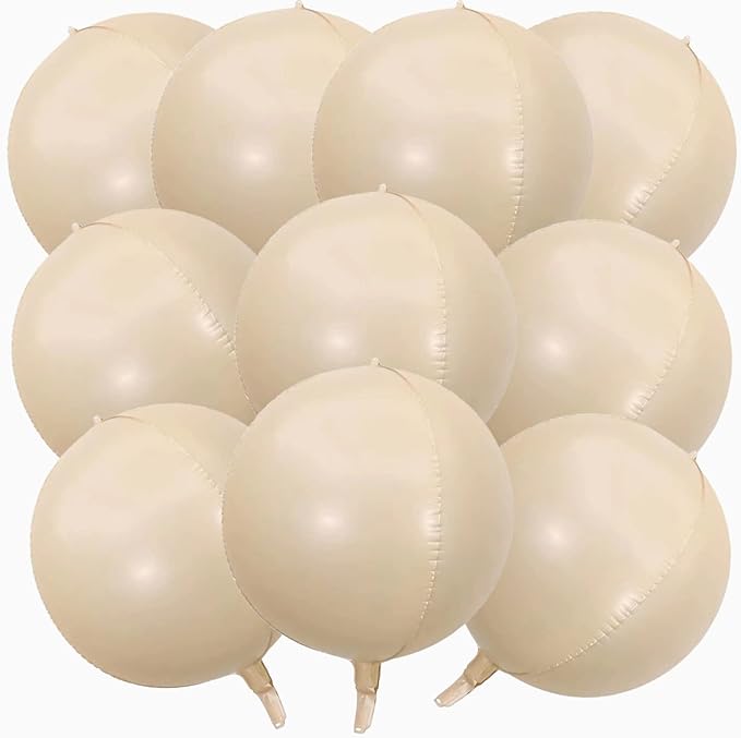 KALOR 22 Inch Nude Ball Foil Balloons,10 Pcs Beige Large 4D Giant Round Foil Balloon for for Birthday Party Baby Shower Gender Reveal Supplies