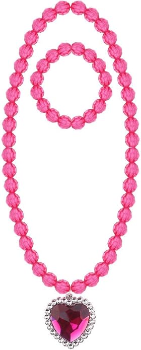 Minelife 4 Sets Princess Pretend Jewelry Princess Necklace/Bracelet Jewelry, Princess Jewel Necklaces Dress Up Necklace Bracelet for Party Favor Birthday Gift Pretend Play