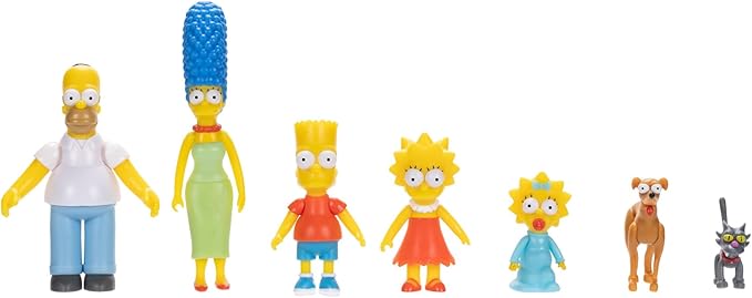Disney The Simpsons Action Figures Family Multi-Pack 2.5” Scale Figures, Includes Homer, Marge, Bart, Lisa, Maggie, Santa’s Little Helper, and Snowball II