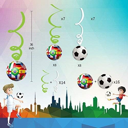 30CT Soccer Hanging Swirl for Soccer Party Supplies Theme Birthday Party Decorations