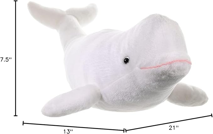 Wild Republic Beluga Whale Plush, Stuffed Animal, Plush Toy, Gifts for Kids, Cuddlekins, 21 inches , White
