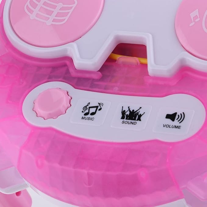 Kids Karaoke Machine with 2 Microphones - Singing Stand Toy for Girls 3-6 Years Old, LED s, MP3 Player Plug-in - Christmas & Birthday Gift - Pink