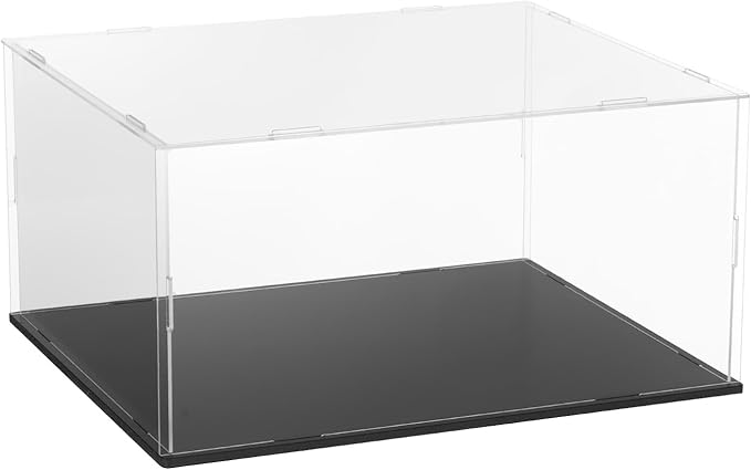 uxcell Acrylic Clear Display Case for Collectibles Self-Assemble Display Boxes with Black Base Dustproof Countertop Storage Box for Collectibles Action Figures, 11.8 x 9.8 x 5.9 Inch