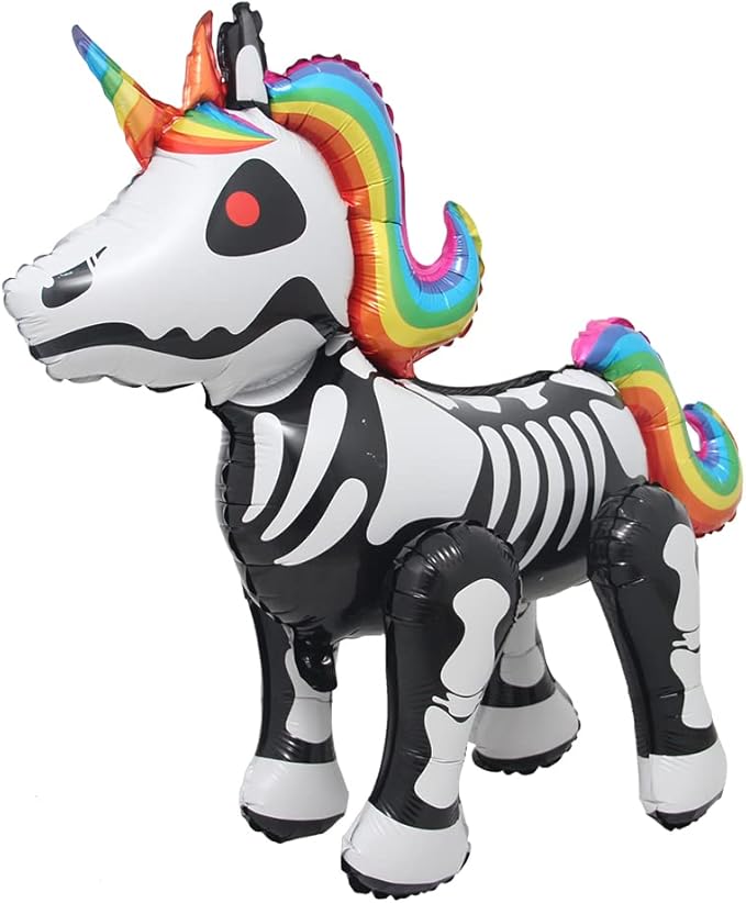 4D Walking Balloons Animal Foil Balloon Lion Panda Alpaca Cow Horse hippo leopard Ballon Jungle Forest Zoo Theme Baby Shower Birthday Party Supplies (4D Skeleton Horse)