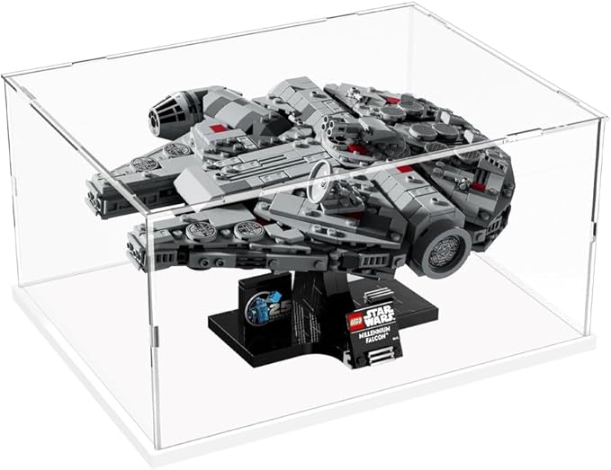 DuvinDD Acrylic Display Case Clear Large Display Box for Lego Star Wars 75375 Starship Model Collectibles Showcase Dustproof Countertop Plastic Display Box Cube with Black Base(15.7x11.8x7.9inch)