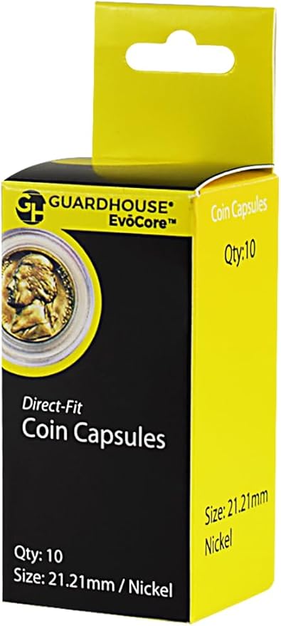 Guardhouse Box of 10 Direct Fit 21.2mm Coin Holders NICKELS