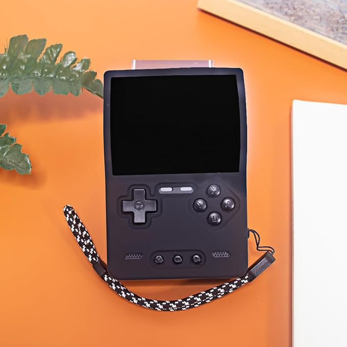 for Trimui Brick Handheld Game Console Gaming Controller Silicone Grip Case ，Soft Skin Silicone Case Full Protective Case Cover with Lanyard-Black