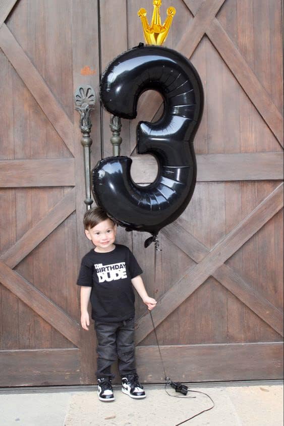 Black 3 Balloon, 40 Inch Number Balloon, 3rd Three Year Old Birthday Decora, Big Numbers 13 23 30 43 for Party Decorations Number 3 Balloon.