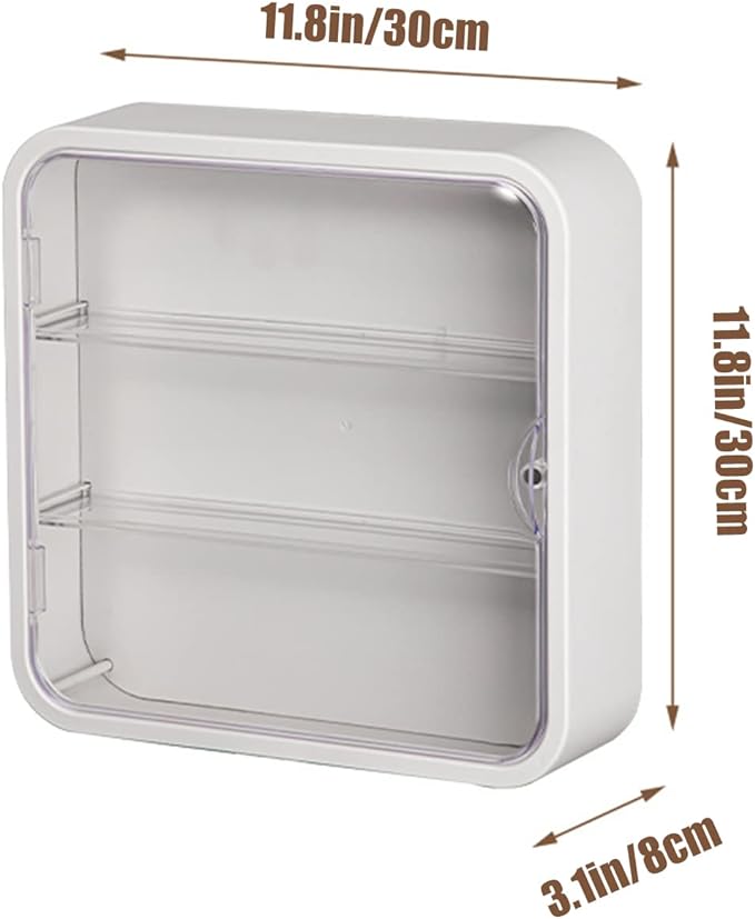 Clear Display Case for Figures, Wall-Mounted Doll Storage Box, Adjustable Display Stand with Door Dust and Moisture Proof Suitable for Lego Collectibles Action Figures Pop Mart (Cream)