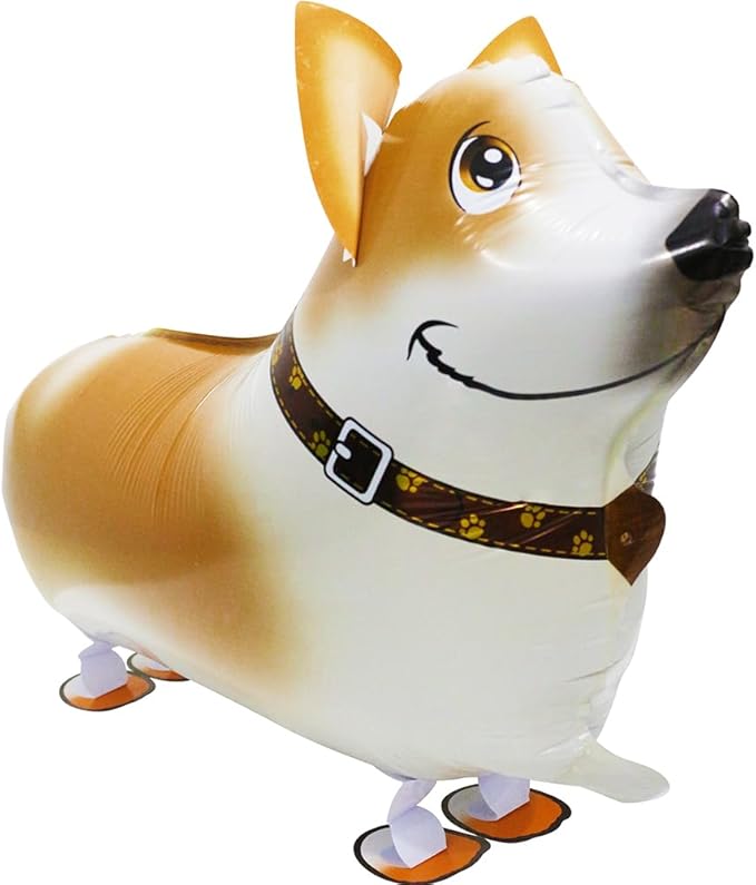 Cute Air Walkers Corgi Balloon Air Walk Pet Animal Doggy Balloon, 4 Pack Walking Corgi Dog Balloons Cartoon Animals Puppy Dog Party Supplies For Birthday Decoration Wedding Baby Shower Bridal Shower