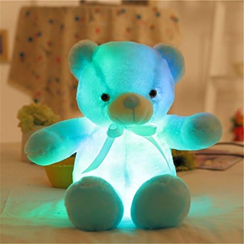 Creative Light Up LED Inductive Teddy Bear Stuffed Animals Plush Toy Colorful Glowing Teddy Bear, 20- Inch(Blue)