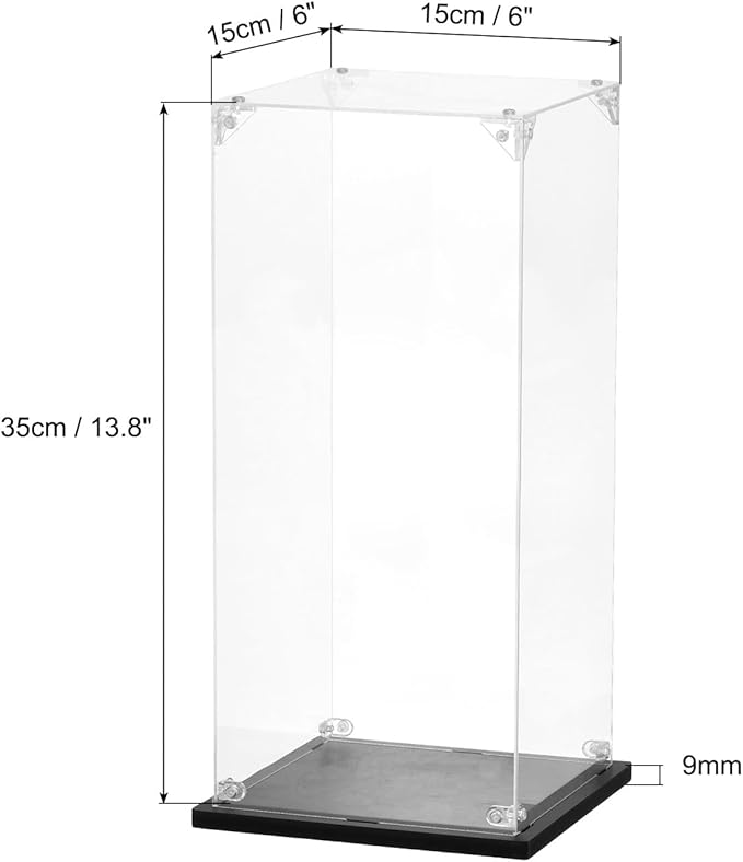 MECCANIXITY Acrylic Display Case, 6"x6"x13.8" Clear Display Box Assemble Dustproof Storage Organizer Showcase for Collectibles Action Figures