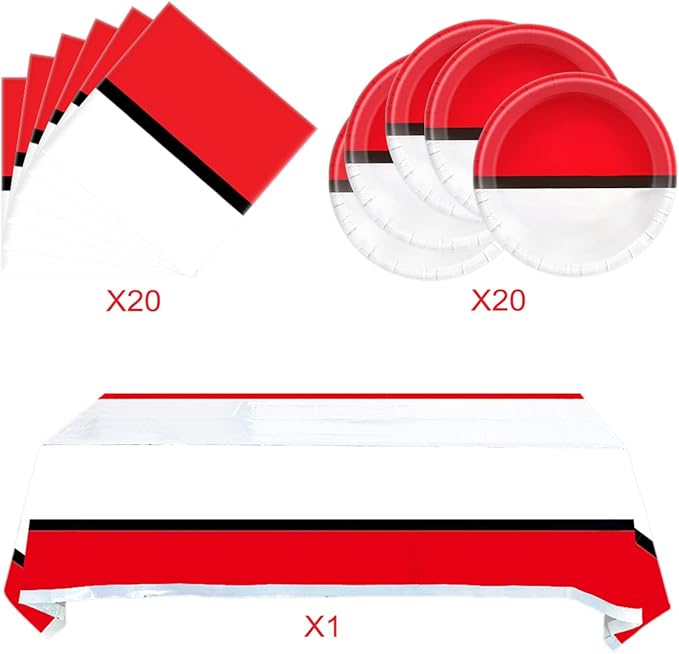 Cartoon Animation Birthday Party Supplies Includes 20 Plates and 20 Napkins and Tablecloth71 '' x 42 '' Video Games Themed Party Tableware