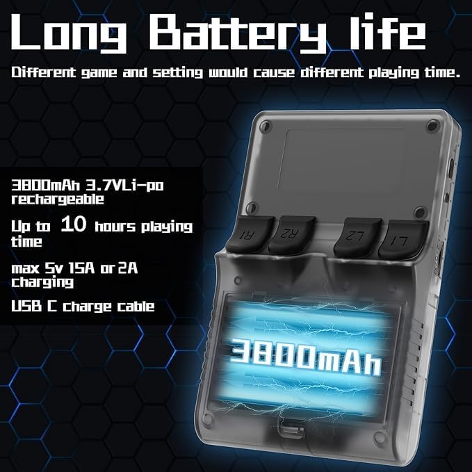 R36S Retro Handheld Game Console 128GB – 20,000+ Games, 3.5” HD IPS Screen, Portable Arcade Gaming System, 4000mAh Battery, Dual Joystick, Expandable Storage Retro Video Game Console (Black)