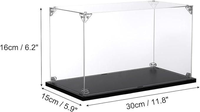 MECCANIXITY Acrylic Display Case, 12x6x6 Inches Clear Display Box Assemble Dustproof Display Box Storage Organizer for Collectibles Action Figures
