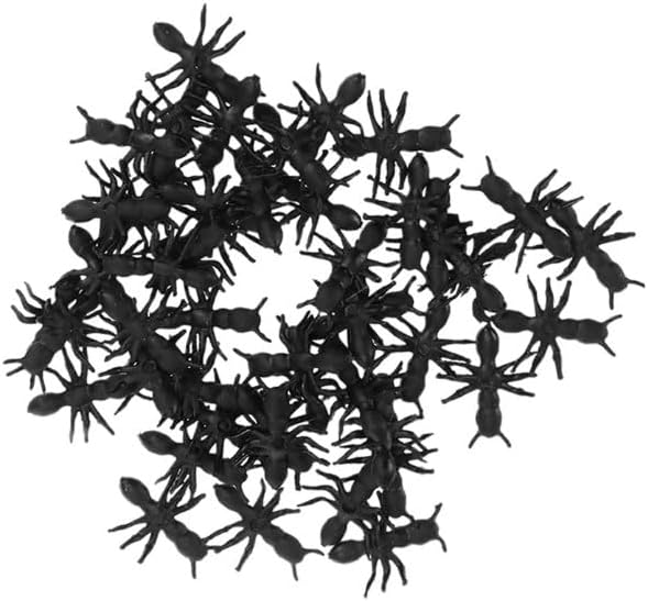 100Pcs Black Fake Black Ant Realistic Imitation for Halloween Prank Props Simple and Sophisticated Design Executive Desk Games Gag Toys and Practical Jokes Novelty and Gag Toys