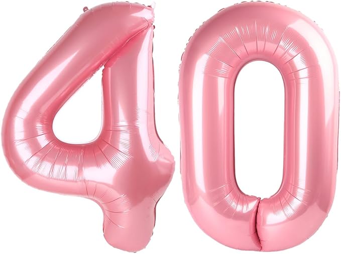 Number Balloons 40, 40 Inch Pastel Pink 40th Birthday Decoration for Women & Men, Large Foil Party Decorations for Engagement Celebration Memorial Day's Supplies