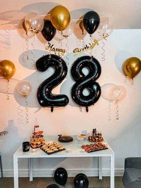 Black Number 80 Balloon 40 inch, 80 Number Balloons, 80th Black Birthday Decorations, 80 Year Old Women Men Party Supplies