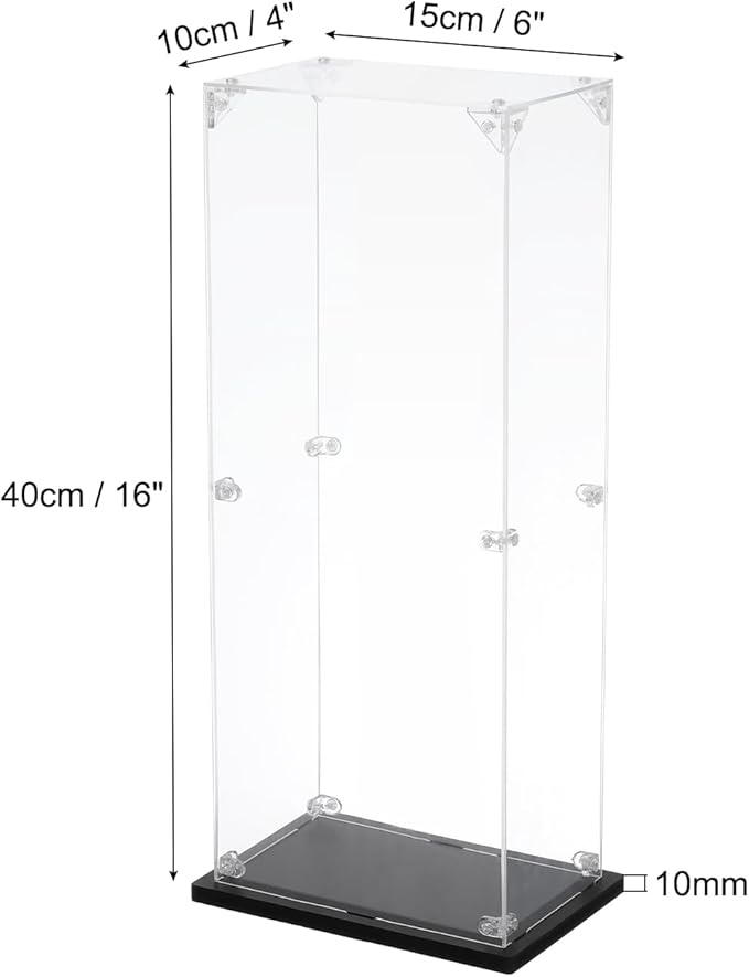 MECCANIXITY Acrylic Display Case, 4''x6''x16'' Clear Display Box Assemble Dustproof Display Box Storage Organizer for Collectibles Action Figures