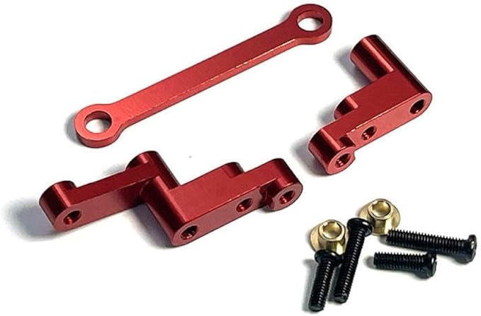 Remote Control Car Metal Parts Steering Mount Accessories Compatible with 1 16 Scale Models 16207 16208 16209 16210 H16 H16BM(Rojo)