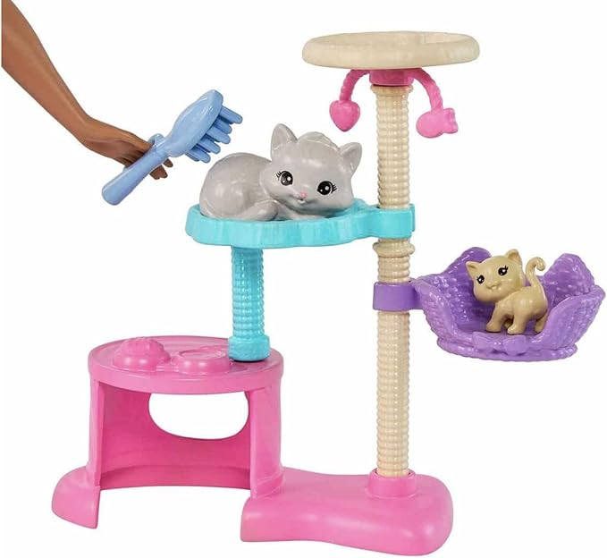 Barbie Kitty Condo Doll & Pets, Cat Tree Toy Playset with 5 Kitten Figures & Accessories
