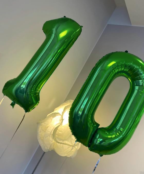 Green Number Balloon 40 Inch, 0 Number Balloons, 10 20 30 40 50 Numbers Balloon Birthday Decorations, Green Party Supplies for Women Men, St. Patrick's Day Games Theme Birthday Decorations