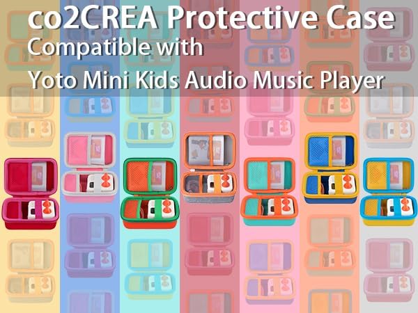 co2CREA Hard Case Compatible with Yoto Mini 2024 Edition Kids Audio Music Player Children Speaker Plays Audiobook Cards Radio and Card Case Hold up to Yoto 36 Cards, Pink Case + White Zipper