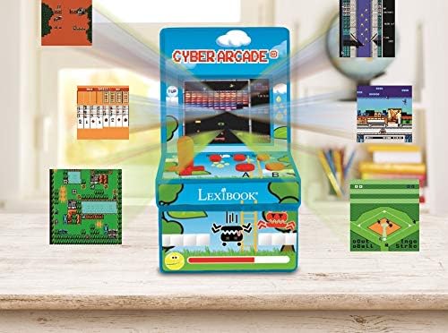 Lexibook Cyber Arcade Portable Retro Game Console, 200 Games, 2.8’’ LCD Colour Screen, Compact, Battery Operated, Blue/Green, JL2940