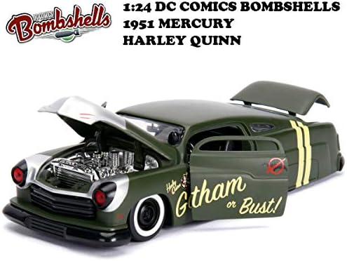 Jada DC Comics Bombshells Harley Quinn & 1951 Mercury Die-cast Car, 1: 24 Scale Vehicle & 2.75" Collectible Figurine 100% Metal