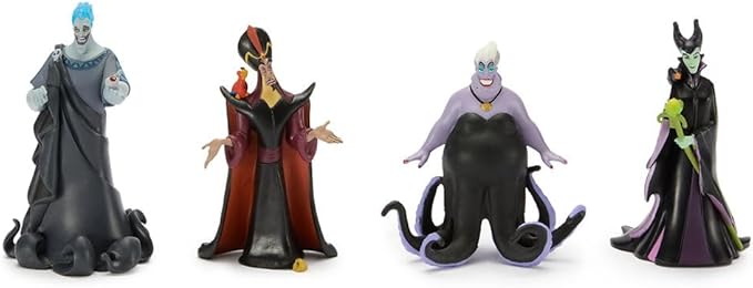 Disney Store Official Villains Figure Set – 8 Fully Sculpted Disney Figures Including Evil Queen, Captain Hook, Maleficent, Cruella De Vil, Ursula & More in Double-Tiered Box with Scenic Backgrounds